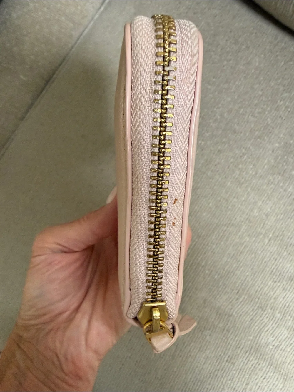 Tory Burch Blush Leather Zip Wallet with Logo